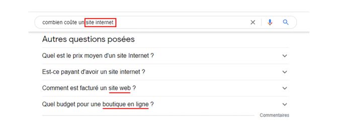 Suggestion automatique autres questions posées