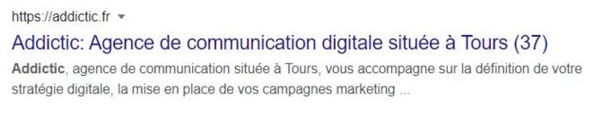 Addictic dans les SERP Google