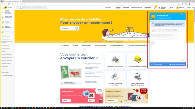 Chatbot sur le site de La Poste